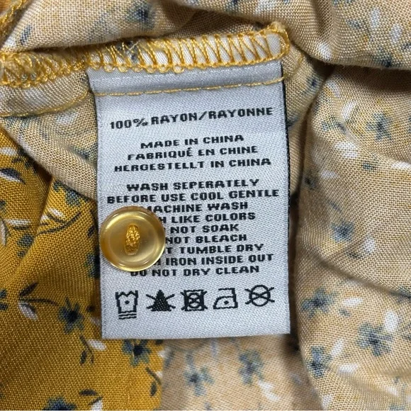Sunday Mi Amor Floral Sun Dress Women's X-Small Yellow Floral Print Spring - Picture 3 of 11